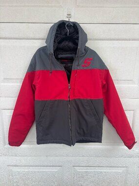 Snap-on Commander Hooded Work Jacket J18-00016 Men's M Red Gray Quilted US Flag